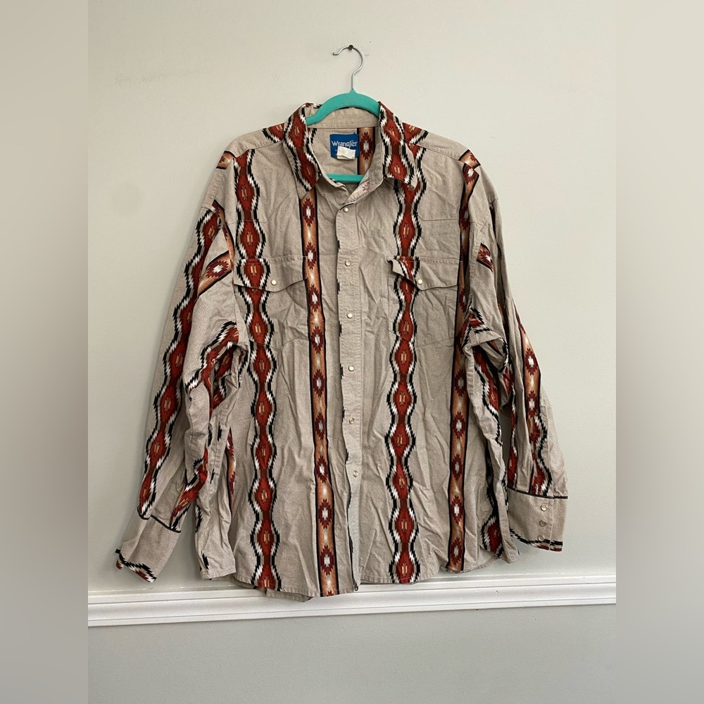 Vintage Men’s Wrangler Western Aztec Pearl Snap Shirt‎ - 3XL